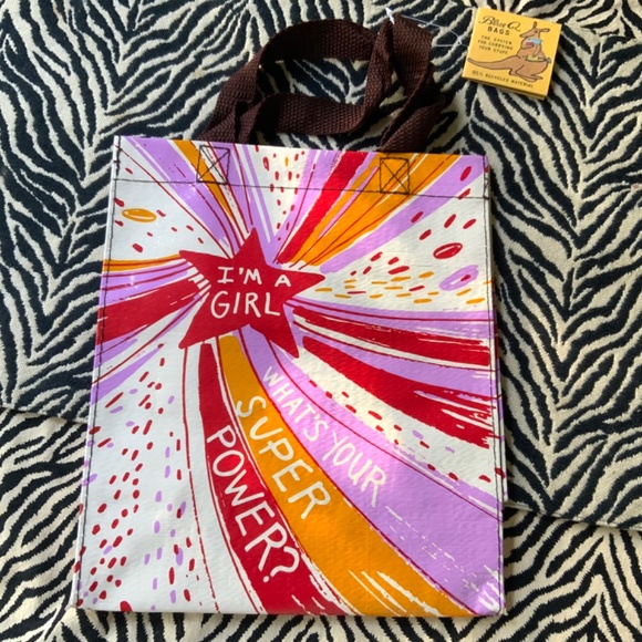 BLUE Q⭐️ Fun Fab ❤️ Reusable LUNCH TOTE ~ EVERYTHING BAG “GIRL POWER” ❤NWT - Picture 2 of 9